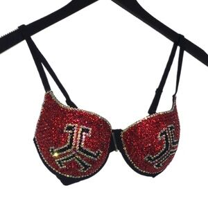 DefQon.1 Crystal Rhinestone Classic Red Sparkly Glam Bling Bra Top All Sizes New